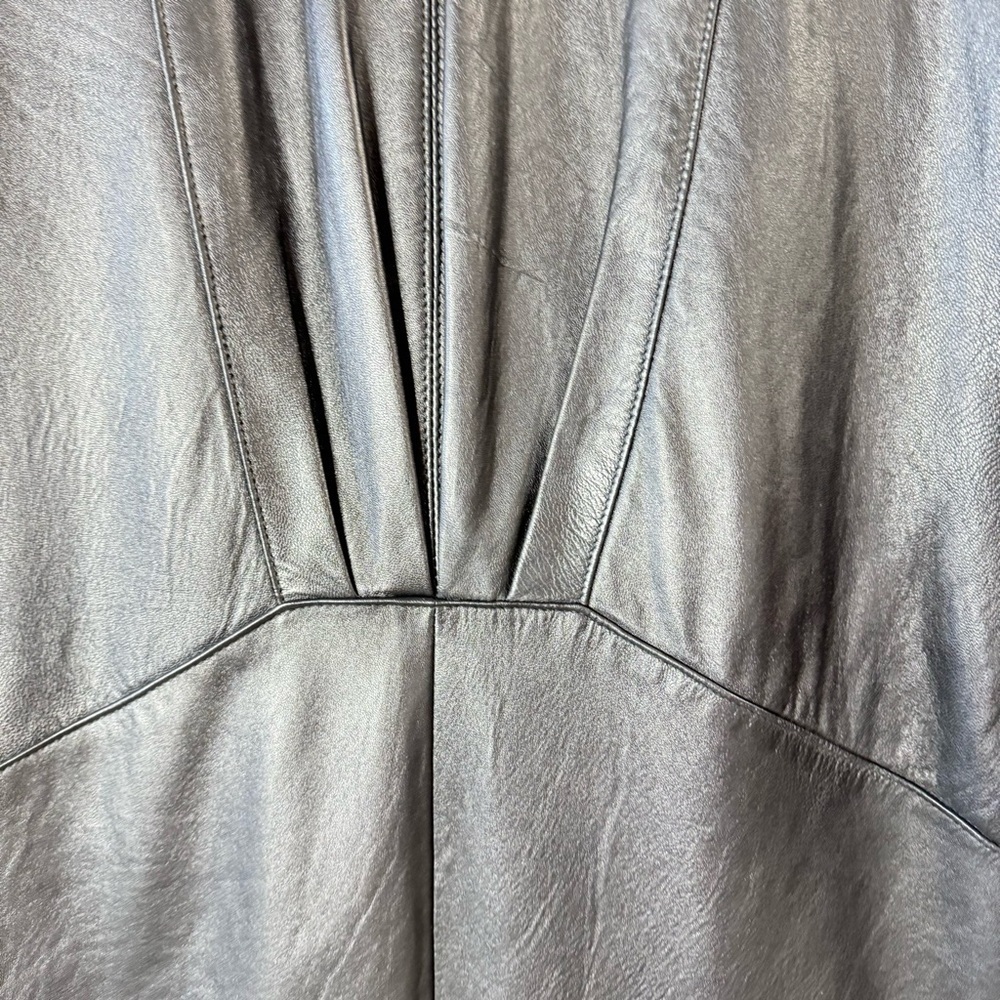 Vintage Avanti Black Genuine Leather Long Trench Coat PM - Picture 9 of 14